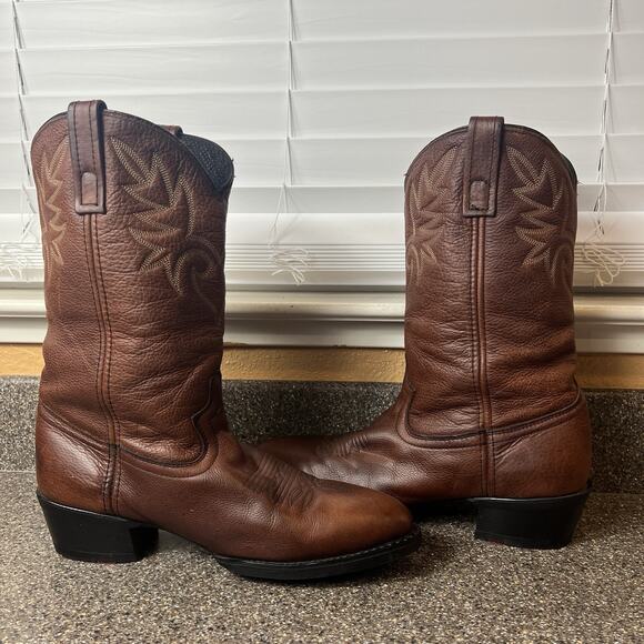 Dingo Men's Brown Western Cowboy Boots Size 9.5 EW Embossed Leather Pointed Toes - Picture 5 of 10